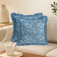 thumbnail image 2 of Ensemble de 2 Housses de Coussin en Sergé de Coton Vargottam - Imprimé Floral, 16x16 Housses de Coussin à Volants avec Fermeture Éclair Cachée, Imprimé Réversible, Décor Rustique de Ferme, 2 of 6