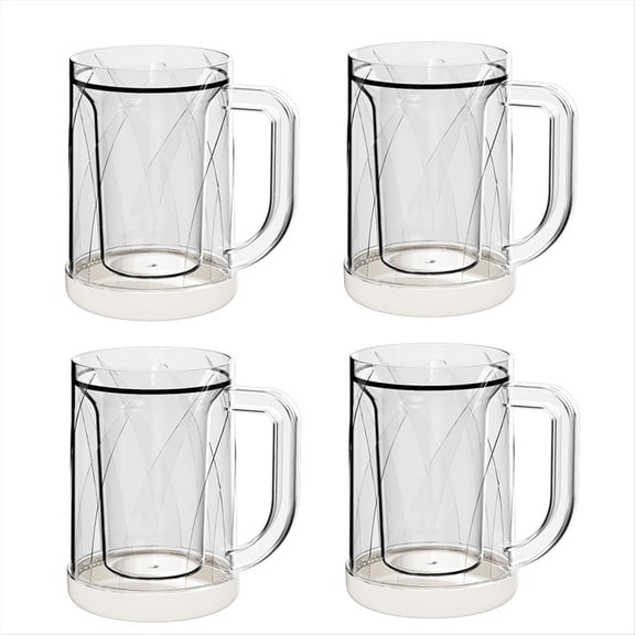 Rollbacks & More 4 Pcs Beer Mugs for Freezer Double Wall Gel Frosty Ice Drinking Cups