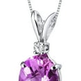 thumbnail image 2 of 3.69 ct Oval Pink Created Sapphire and Diamond Pendant in 14K White Gold, 18", 2 of 2