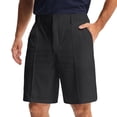 thumbnail image 2 of GrmtClth Men's Wrinkle Resistant Chino Shorts Elastic Waist Pleated Casual Business Shorts for Men Black 34, 2 of 4