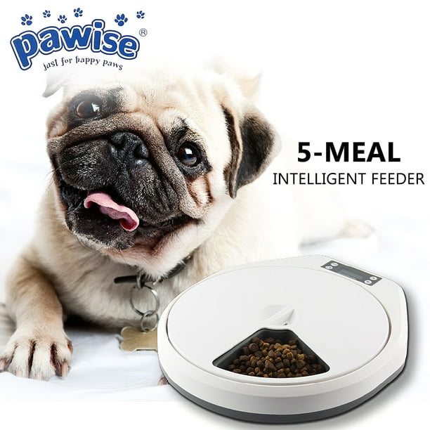 Pawise Automatic Pet Feeder Timing Feeder 5 Meal 5 Cell Pet Dry Food Dispenser Dish Feed 24