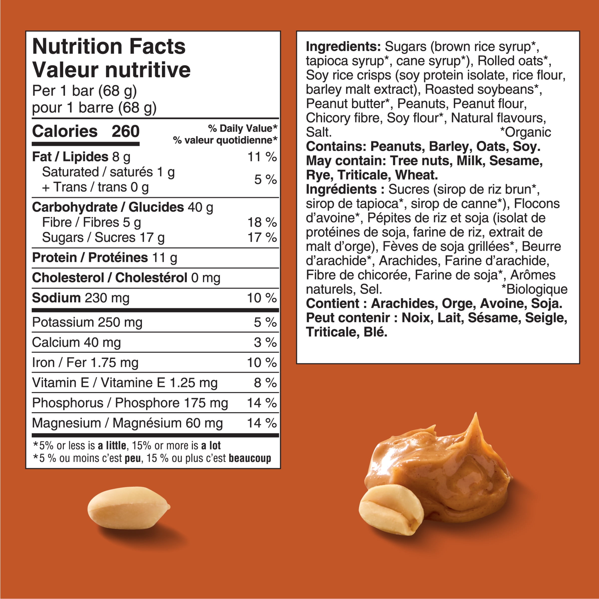 CLIF BAR Energy Bars, Crunchy Peanut Butter, Granola Bar, High in Protein, Contains 70% Organic Ingredients, (Pack of 5), 340 g