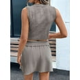 thumbnail image 4 of Women'S Two Piece Knit Outfits Sweater Vest Sets Pullover Tops & Shorts Lounge Matching Clothes Set Light Gray L, 4 of 9