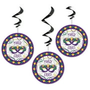 Jazzy Mardi Gras Hanging Decorations, 26 in, 3ct