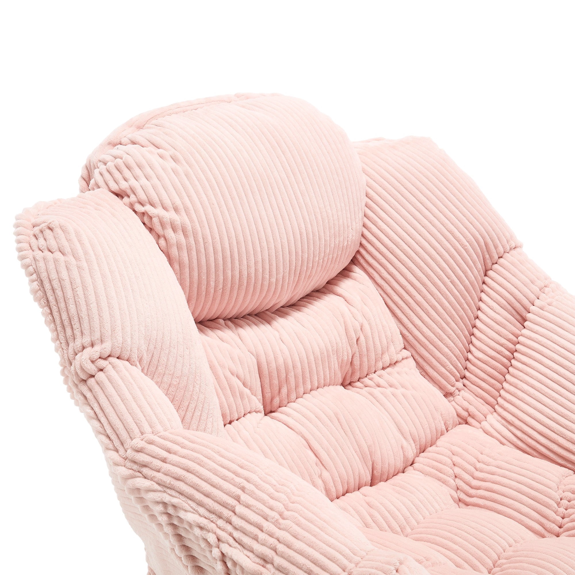 Sailvan Lazy Chair with Ottoman,Modern Lounge Accent Chair with Side Pocket and Footrest,Soft Reading Chair for Small Space Pink