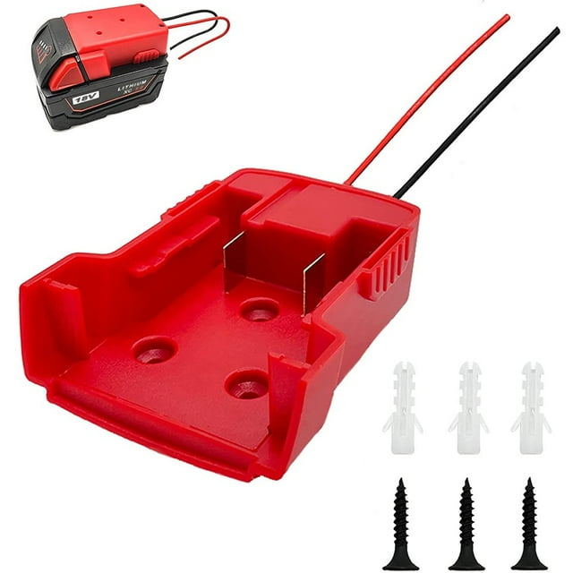 Power Wheels Battery Adapter Portable Battery Dock Power Connector with 5.3 Inch Wire Length for Electric Bike Skateboard Toy Car for Milwaukee M18 18V Lithium Battery