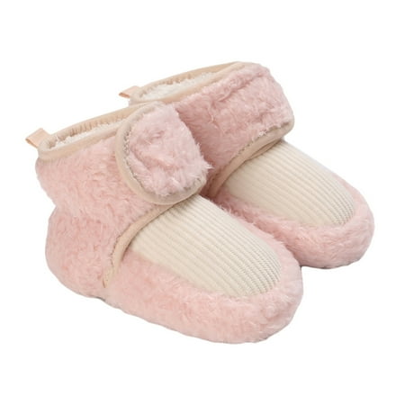 

Infant Winter Snow Boots Plush Contrast Color Boots Warm Baby First Walker Shoes