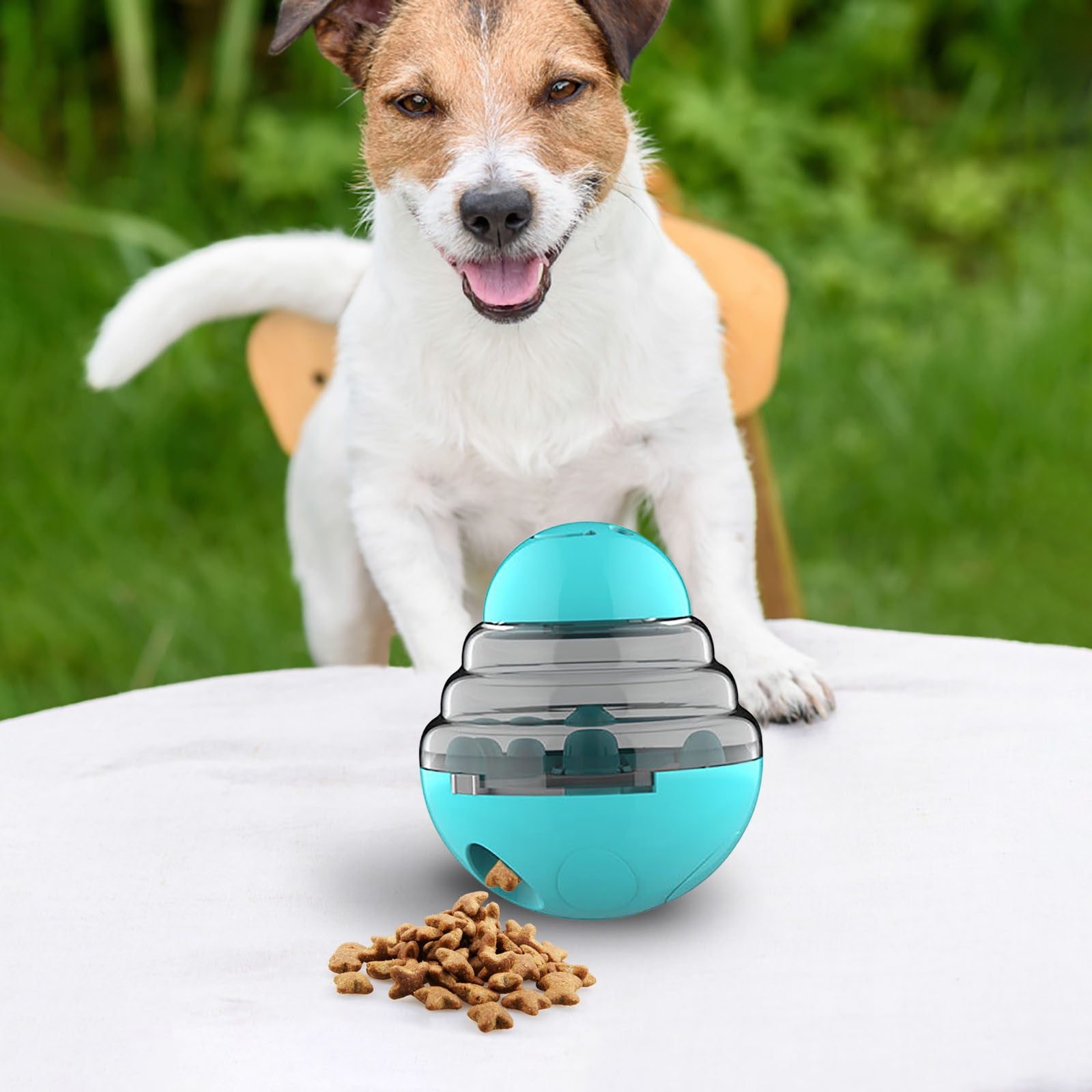 Wagooly Treat Dispensing Dog Toys - 2 Hole Wobble Pet Slow Feeder  Dispenser, Entertainment Interactive Dog Toys, Mind Stimulating Pet IQ Treat  Ball for Puppies, Dog Food Game - Dog Brain Toys (