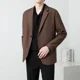 thumbnail image 2 of Chaqueta marrón de gran tamaño para hombre, trajes largos y blazers, abrigos, moda 2024, novedad en botonadura sencilla, 2 of 5