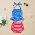 thumbnail image 2 of Mercatoo Baby Girl Summer Clothes Baby Sleeveless Shorts Girls Toddler Striped Printed 4-of-July Outfits Girls Outfits&Set, 2 of 9