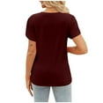 thumbnail image 5 of Summer Savings LADIGASU Women's Casual Solid Color Round Neck Hem Short Sleeved Top, 5 of 8