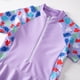 thumbnail image 5 of Traje de baño de una pieza de manga corta para niñas Honeeladyy, traje de baño con protección contra erupciones, falda con cremallera frontal y pantalones cortos, regalo morado para 4 años, 5 of 8