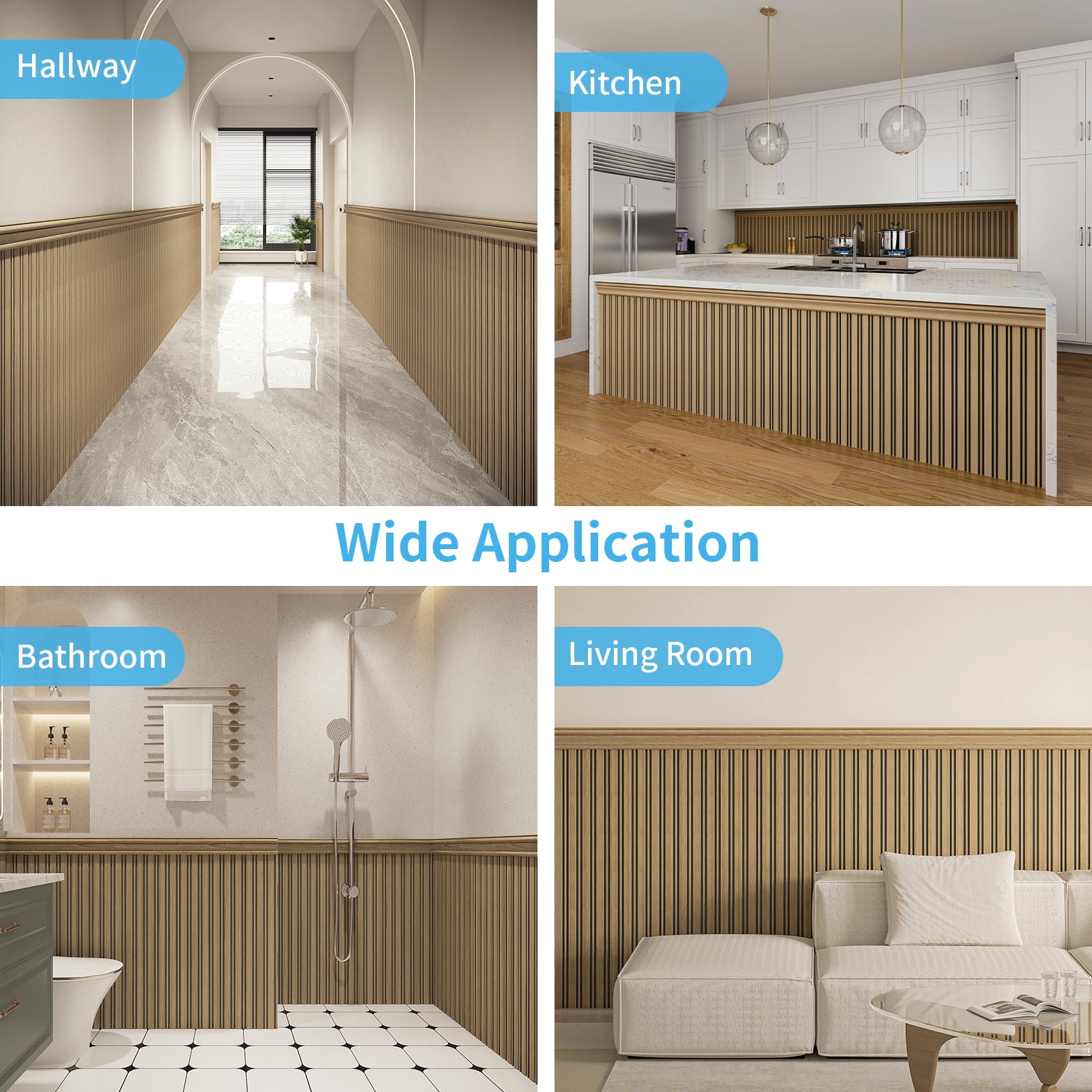 Art3dwallpanel DIY Board & Batten Wall Kit - 9.84" W x 37.8" L Polystyrene Wainscoting Panels for Instant Room Makeover,Easy Installayion,, 31 Sq Ft/Box