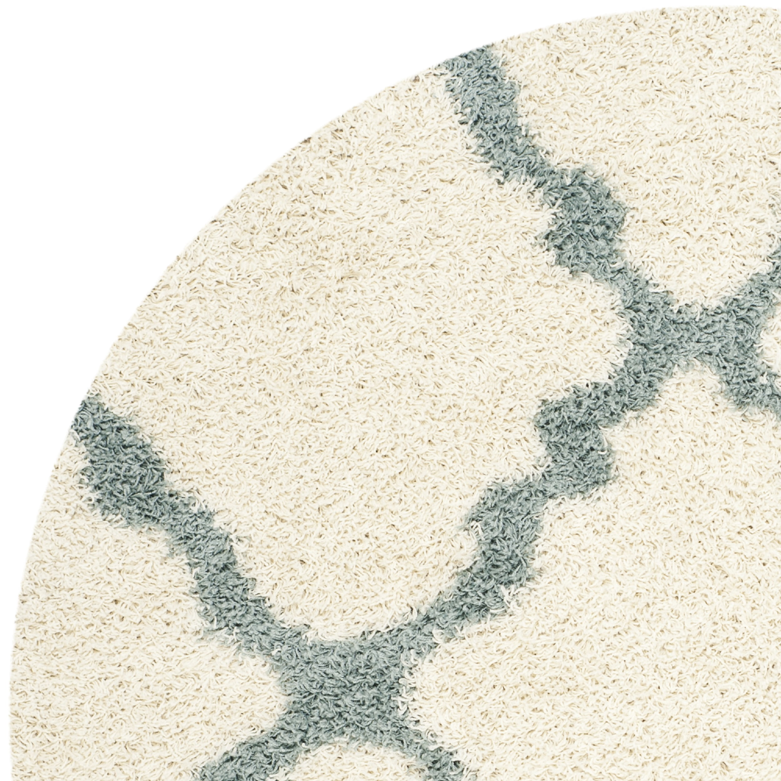 SAFAVIEH Daley Geometric Plush Shag Area Rug, Ivory/Seafoam, 6' x 6' Round