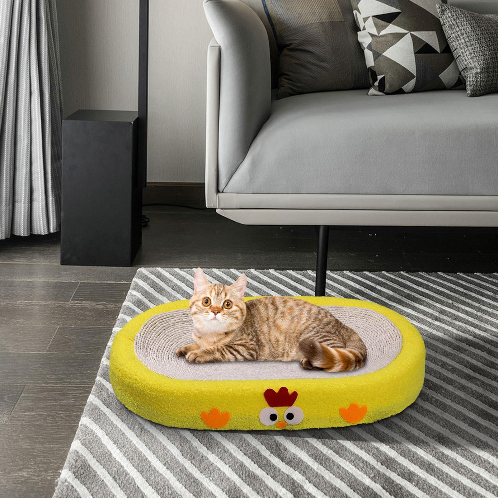 DOLITY Cat Scratch Pad Pet Gift Comfortable Durable High Dense Sisal Scratcer Board Yellow Oval