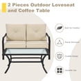 thumbnail image 6 of Gymax 2PCS Outdoor Loveseat Set Cushioned Patio Bench Sofa w/ Coffee Table, 6 of 10