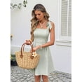 thumbnail image 4 of Women Casual Striped Tie Front Camisole Dress Sun Dress Summer Vacation Flowy Mini Dress, 4 of 10