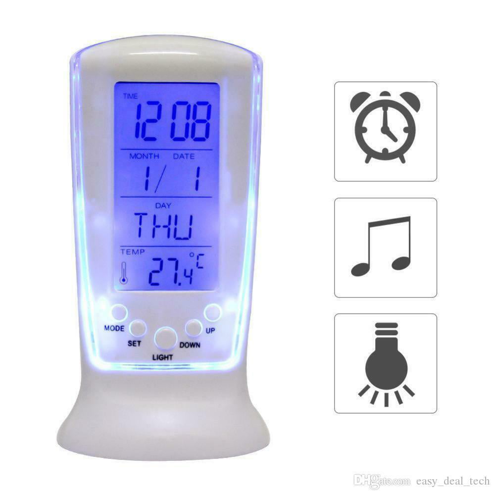 Digital Backlight LED Display Table Alarm Clock Snooze Thermometer Calendar HH 