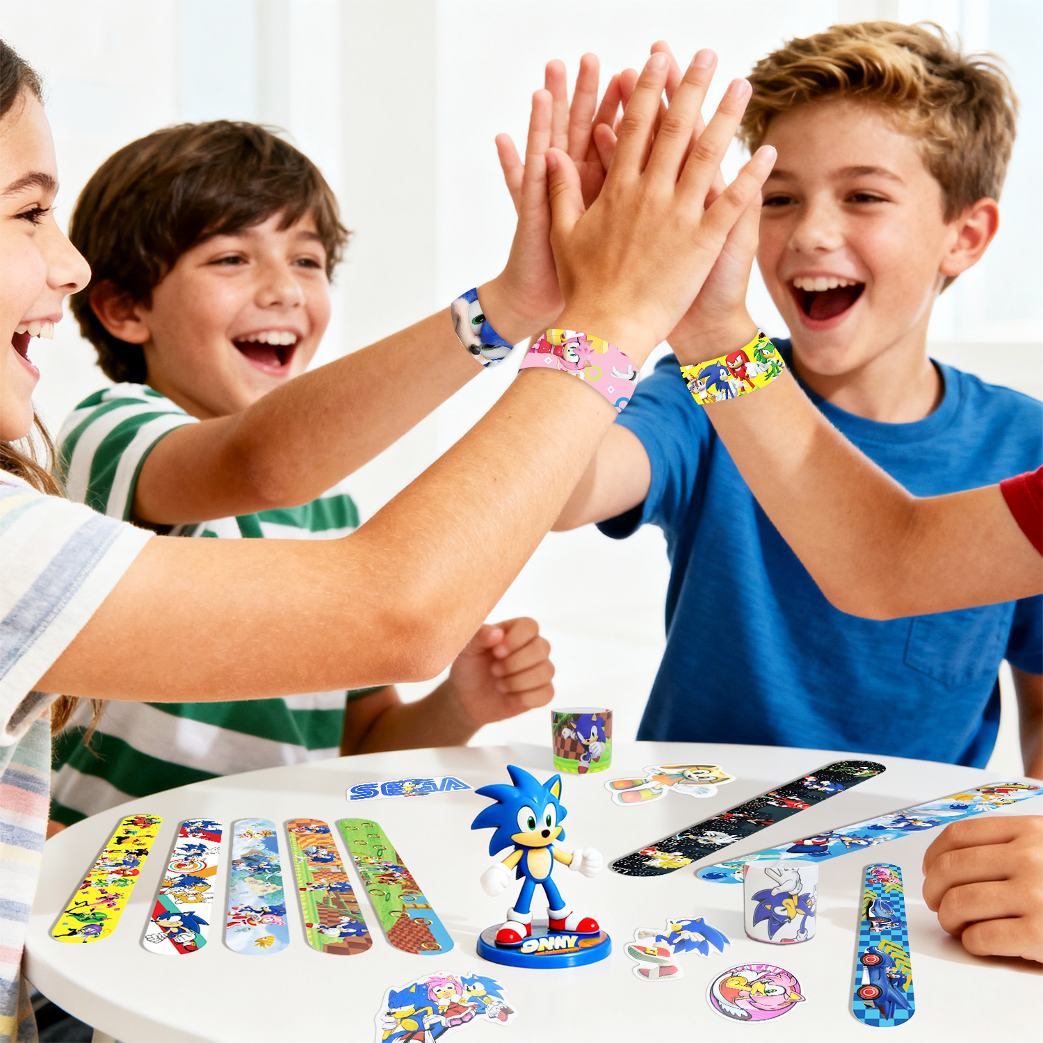 90Pcs Sonic Slap Bracelet Set, 40 Pcs Sonic Bracelets & 50 Pcs