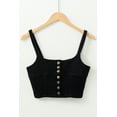 thumbnail image 6 of Women's Black Acid Wash Buttoned Cropped Slim Denim Tank Top - [ZhiHiMeRi] | (US 12-14)L, 6 of 12