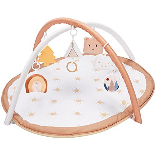 Mallify Washable Baby Gym Activity Center with Play Mat 6 Toys for Infant & Toddler Touch Hearing Thicker,Non Slip Larger Cognitive Early Development Playmats Visual