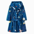 thumbnail image 4 of Kids Coral Fleece Bathrobe,Soft Plush Hooded Robe with Adjustable Belt,Cute Cartoon Print,for Boys Girls Toddlers 2-12 Years,Warm Loungewear Shower Robe Kids Pajamas Gibobby,Blue,Size 5-6T, 4 of 4