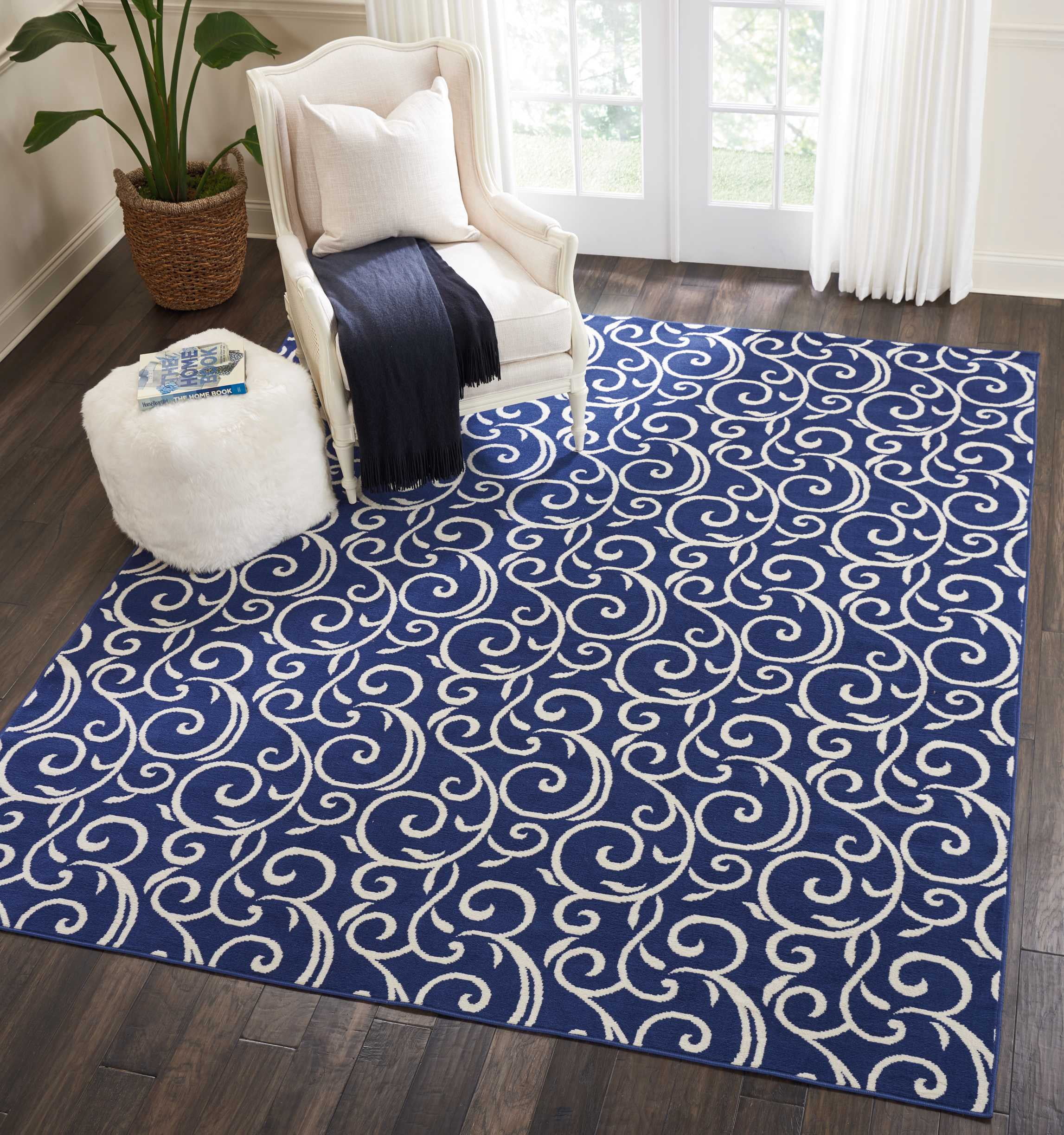 Eclectic Essentials Navy Bohemian Botanical Area Rug