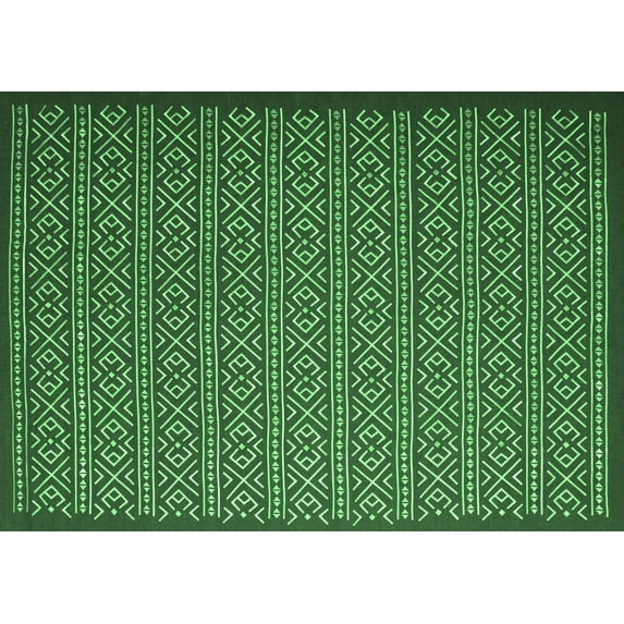 Ahgly Company Indoor Rectangle Abstract Emerald Green Contemporary Area Rugs, 6' x 9'
