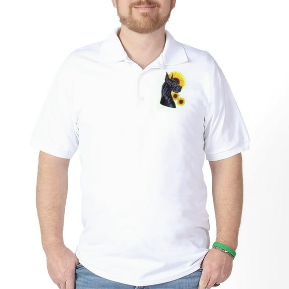CafePress - Black Great Dane Sunflower Golf Shirt - Golf Shirt, Pique Knit Golf Polo