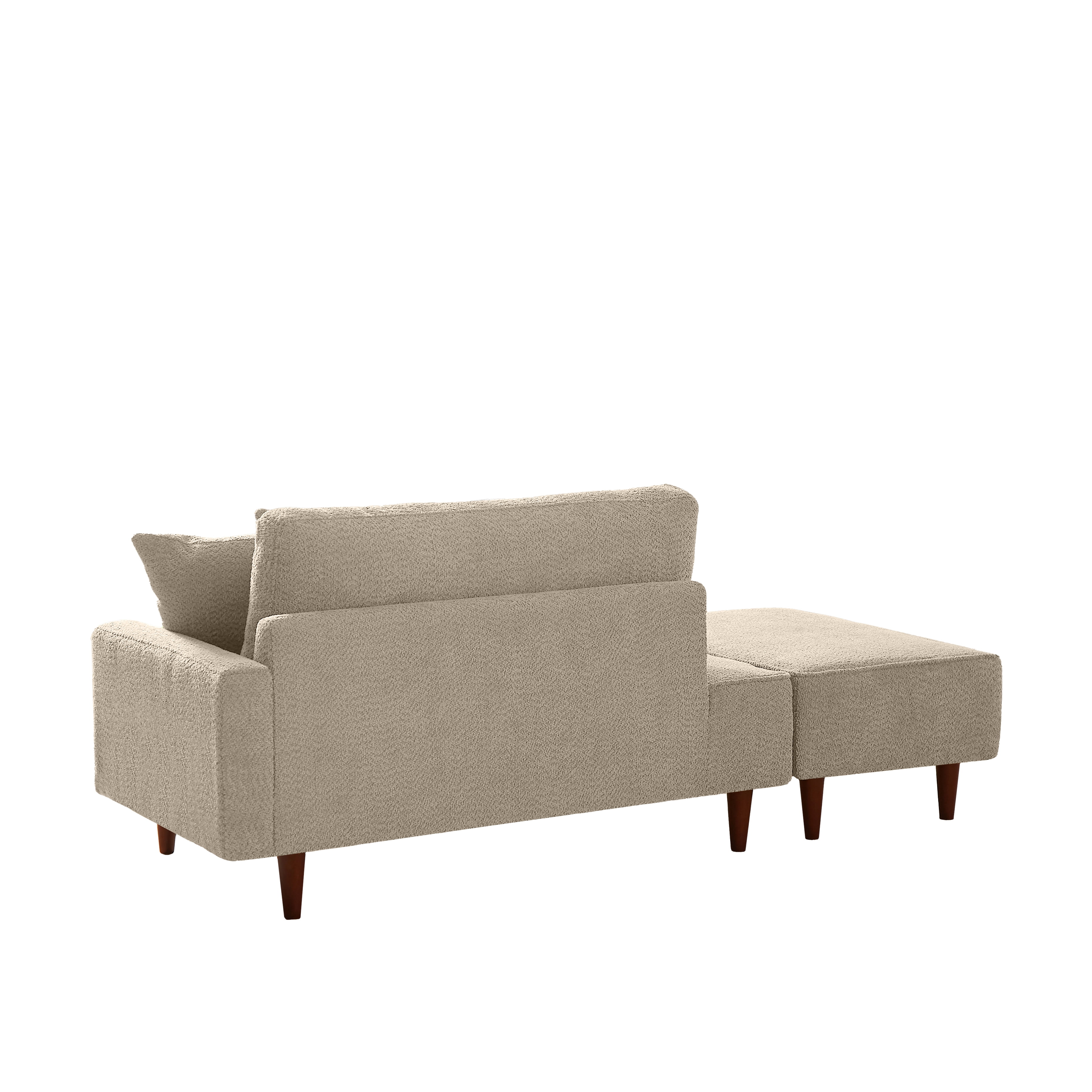 Aukfa 2 in 1 Chaise Lounge Chair with Ottoman & 2 Throw Pillows,Oversized Boucle Lounge Reading Chair for Living Room/Bedroom,Camel