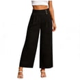 thumbnail image 5 of Wide Leg Sweatpants for Women Fashion Solid Color Elastic High-waist Casual Pocket Straight Leg Pants Summer Beach Vacation Clothes, 5 of 7