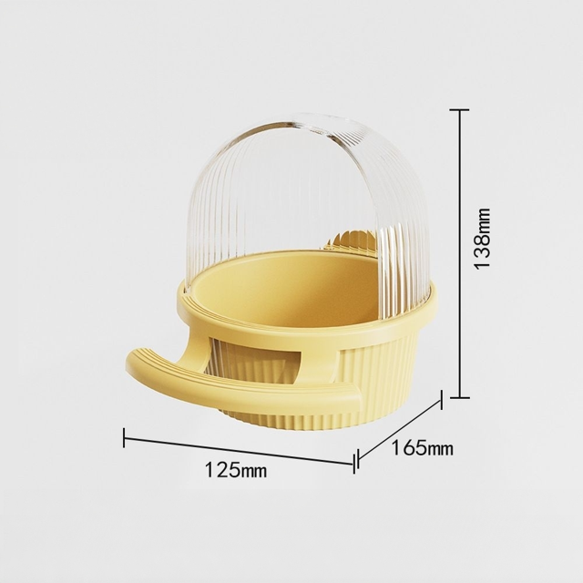 Yellow Anti-Spill Bird Feeder & Waterer with Semi-Enclosed Curved Cover, Splash-Proof Baffle, Non-Slip Perch - Detachable Design for Easy Refill & Cleaning, Universal Cage Compatibility, Eco-Friendly