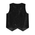 thumbnail image 4 of YiZYiF Boys Sparkle Sequins Hip Hop Jazz Dance Vest Top Shiny V Neck Button Down Waistcoat Performance Costume Black 8, 4 of 5