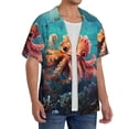 thumbnail image 2 of Gukieu Underwater Plant Octopus Print Men's Short-sleeved Shirts, Button-down Pocket Shirts, T-shirts, Beach Vacation Travel Summer Clothing-X-Large, 2 of 5