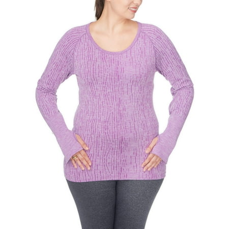Active Power Control - Under Control Women's Plus Super Soft Lux Seamless Active Round Neck Top with Thumb Hole