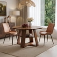 thumbnail image 4 of Hawsaiy 5 Piece 43.3" Round Dining Table Set for 4, Modern Wood Kitchen Table with Storage Shelf & 4 PU Leather Upholstered Dining Chairs, Dining Room Furniture Set for Apartment, 4 of 8