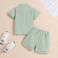 thumbnail image 4 of Preemie Clothes Boys Toddler Baby Boys Summer Short Sleeve Polo Shirts Set 2-Piece Striped Outfits Toddler Summer Outfits Green 12-18 Months, 4 of 9