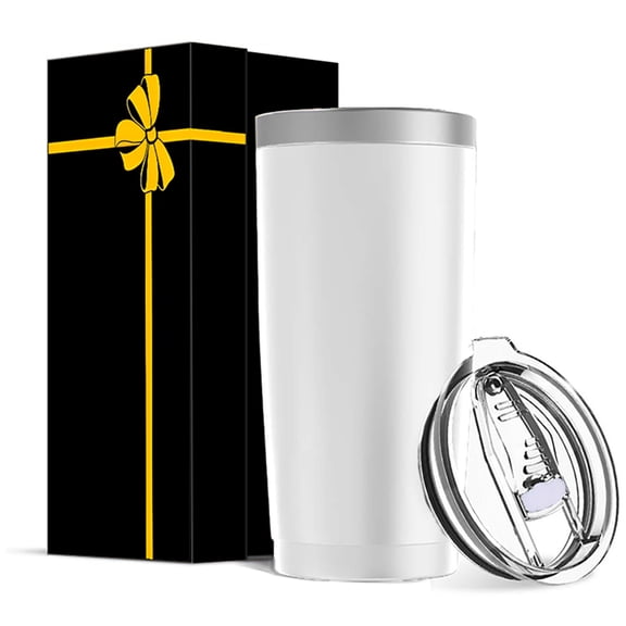 20 oz Tumbler Stainless Steel Tumblers with Lid Double Wall Vacuum Insulated Coffee Mug 20oz Cup for Hot and Cold Drinks, White, 1 pack