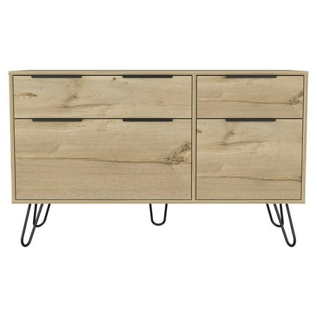 

FM Furniture Monaco Modern Metal Dresser with 4-Drawers in Light Oak