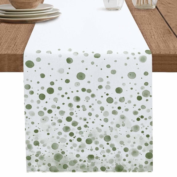nqOlkjepod Sage Green Polka Dot Table Runner 70 Inches Long Farmhouse Dress Scarves, Modern Art Abstract Watercolor Dot Dining Tablerunner for Coffee Table/Kitchen Island/Party Décor, 13" x 70"
