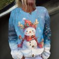 thumbnail image 2 of Women's Fashion Christmas Snowman Printed Long Sleeve Knitted Cardigan, Button Down Jacket for Cozy Holiday Seasonal Sweater Outerwear,Blue,2XL, 2 of 5