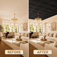 thumbnail image 6 of Yeslife 12-Pack Barque Decorative Drop Ceiling Tiles, 2 ft x 2 ft Black PVC Ceiling Panels, Waterproof, Easy to Install, Covers 48 sq ft, 6 of 6
