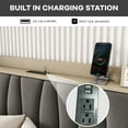 thumbnail image 5 of Leumius Queen Size Bed Frame with Storage Headboard & USB Charging Station,Upholstered Platform Bed with 3 Storage Drawers,No Box Spring Needed,Dark Gray, 5 of 8