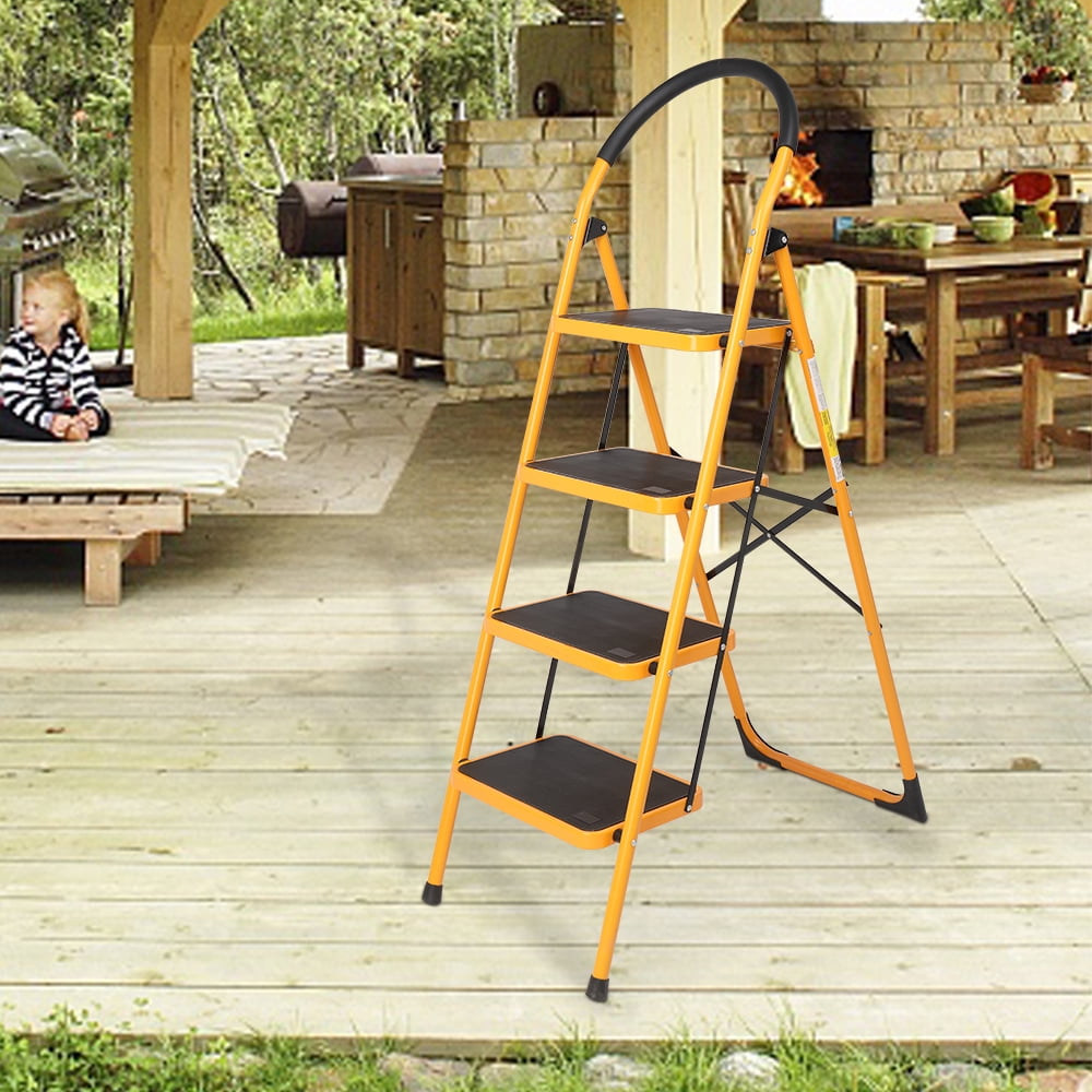 Private Jungle Folding 4 Step Ladder Portable Space Saving Lightweight Ladders with Sturdy Steel and Anti-Slip Wide Pedal, Multi-Use for Household, Market, Office (330 Lb) Private Jungle Folding 4 Step Ladder Portable Space Saving Lightweight Ladders with Sturdy Steel and Anti-Slip Wide Pedal, Multi-Use for Household, Market, Office (330 Lb)