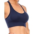 thumbnail image 3 of Women's Strappy Sport Bra Removable Padded Yoga Bra Wireless Cross Back Medium Support Workout Yoga Bra Crop Tops Running Bras, 3 of 6