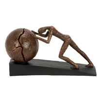 5" x 8" Brown Polystone People Sculpture with Ball, by DecMode