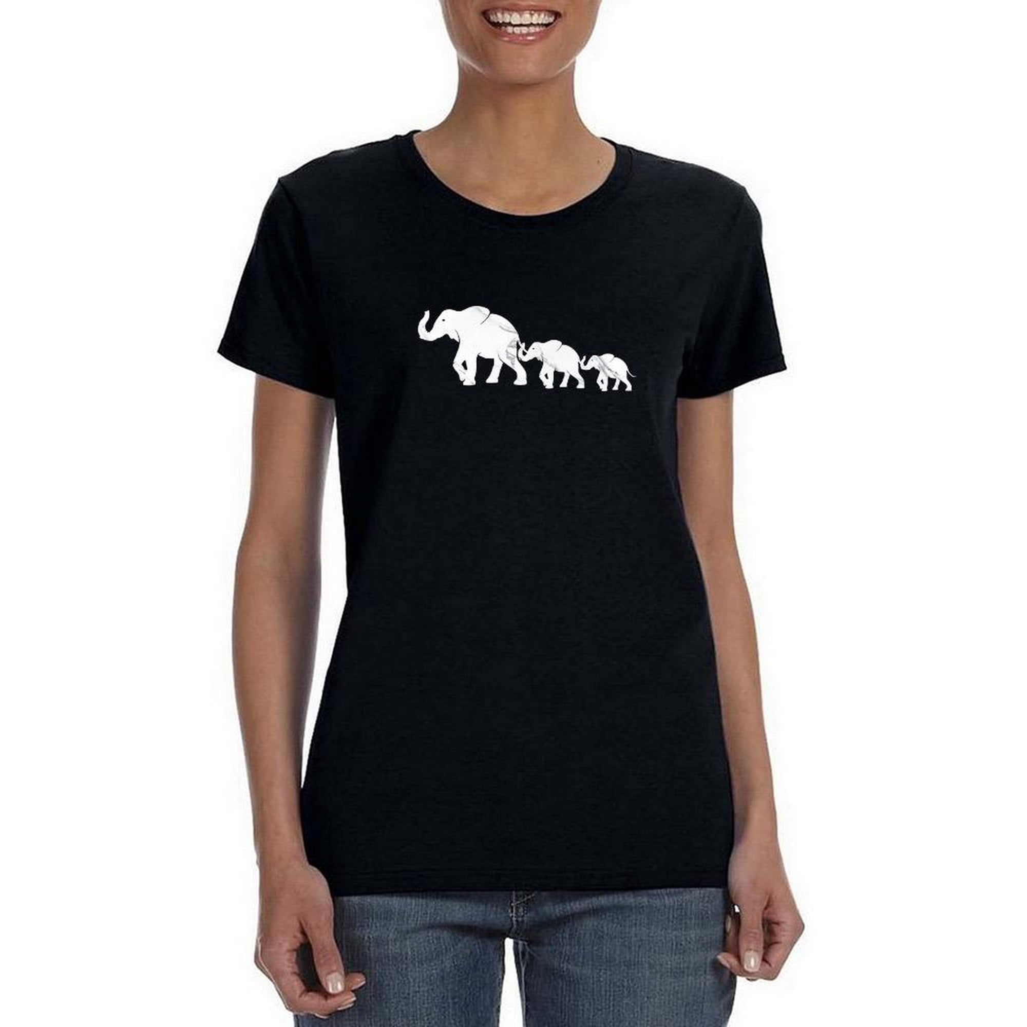 Elephant Mother And Children T-Shirt Women -Smartprints Designs, Female 5X-Large