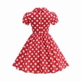 thumbnail image 4 of TIREOW Girls Cute Dress Vintage Polka Dot Peter Pan Collar Puff Short Sleeve Dresses Swing Party Rockabilly Dress Wedding Casual Dress, 4 of 9