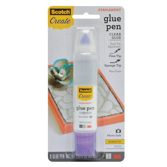 Scotch Scrapbook Glue w/ 2-Way Applicator, Clear, 1.6 oz. 1 Each