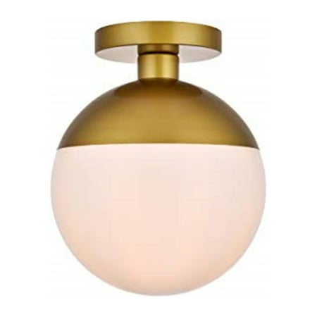 

Living District Eclipse 1-Light Glass & Metal Flush Mount in Brass/Frosted White